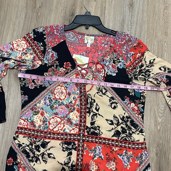 NWT Anthropologie fig & flowers, bohemian floral shirt/tunic w slit long sleeves - Picture 10 of 10